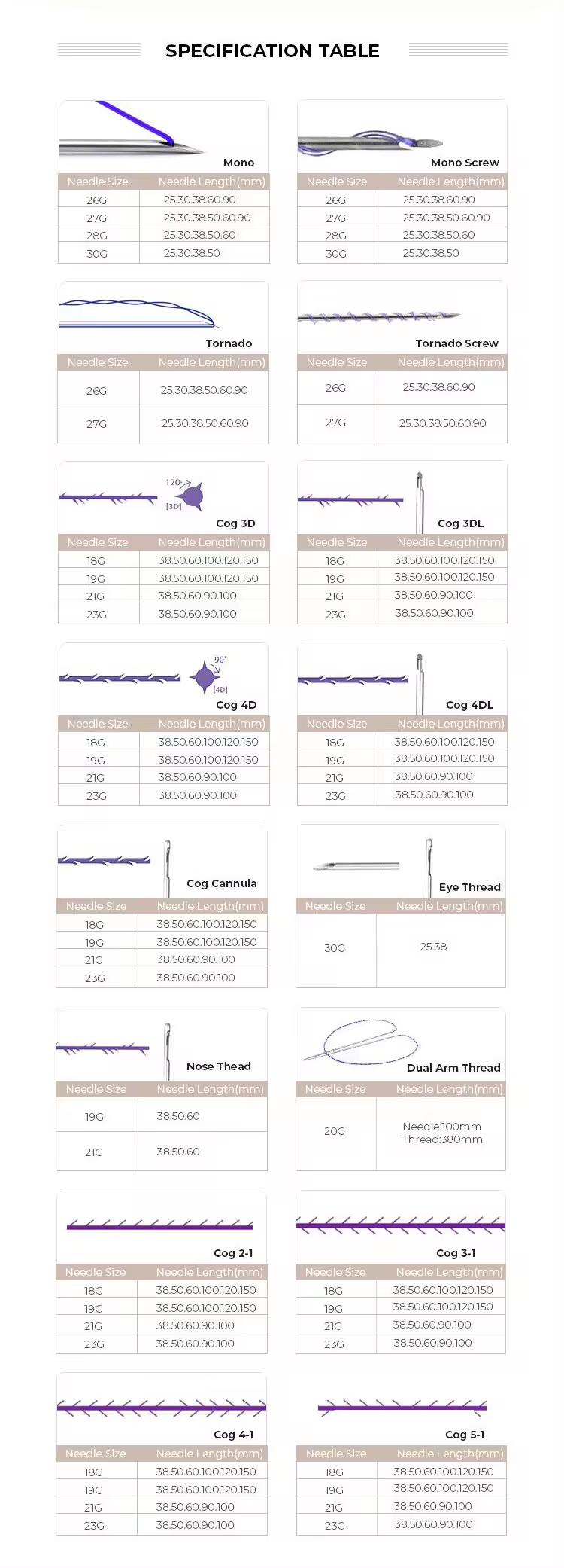 Skin Tightening PDO Hilos 29g 60mm Skin Firming Screw Pdo Thread